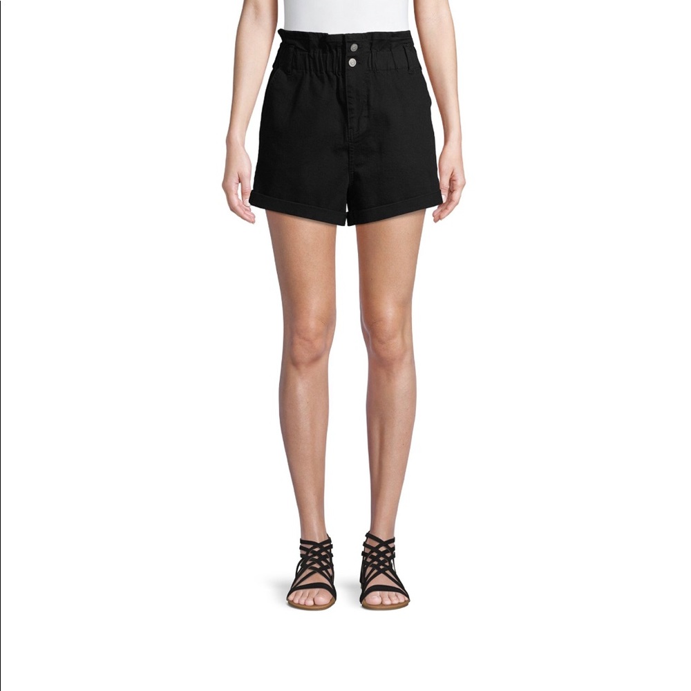 Black High-Rise Paper Bag Waist Shorts (XXXL)